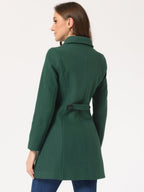 Women's Cozy Long Pea Coat – Button Front