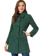 Women's Cozy Long Pea Coat – Button Front