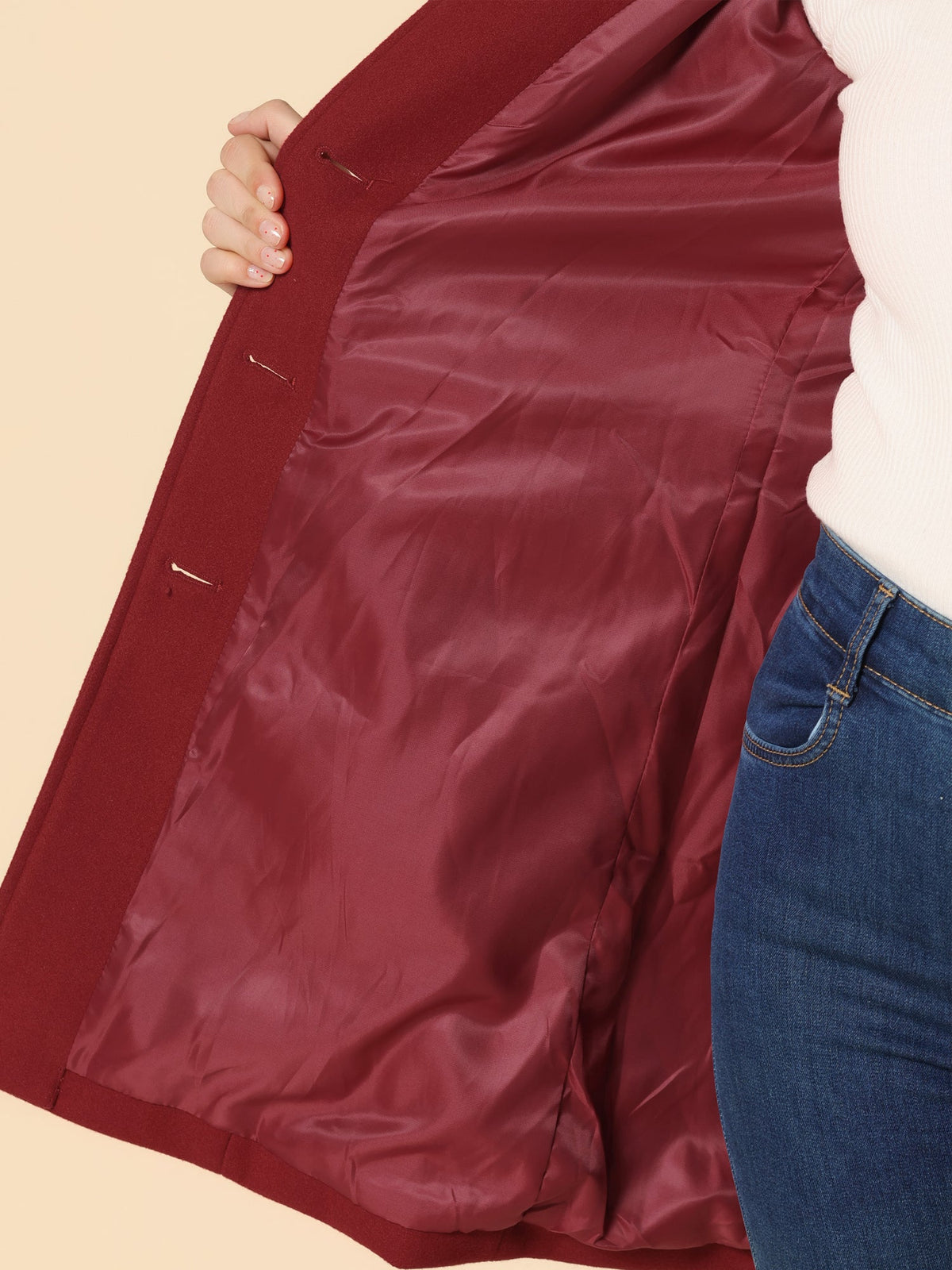 Women's Cozy Long Pea Coat – Button Front