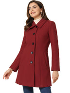 Women's Cozy Long Pea Coat – Button Front