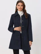 Women's Cozy Long Pea Coat – Button Front