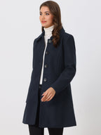 Women's Cozy Long Pea Coat – Button Front