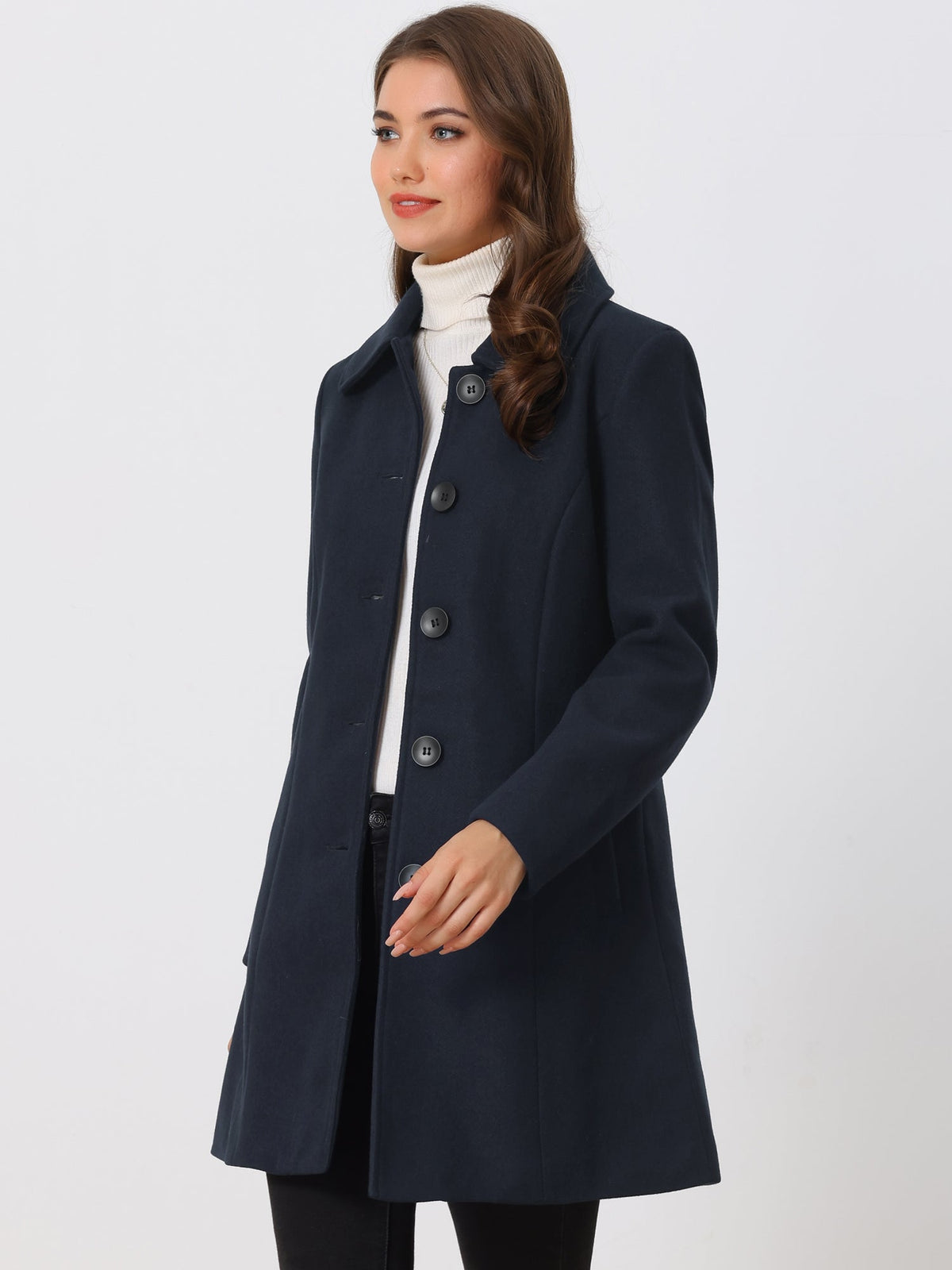 Women's Cozy Long Pea Coat – Button Front