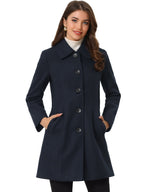 Women's Cozy Long Pea Coat – Button Front
