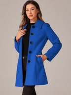 Women's Cozy Long Pea Coat – Button Front