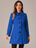 Women's Cozy Long Pea Coat – Button Front