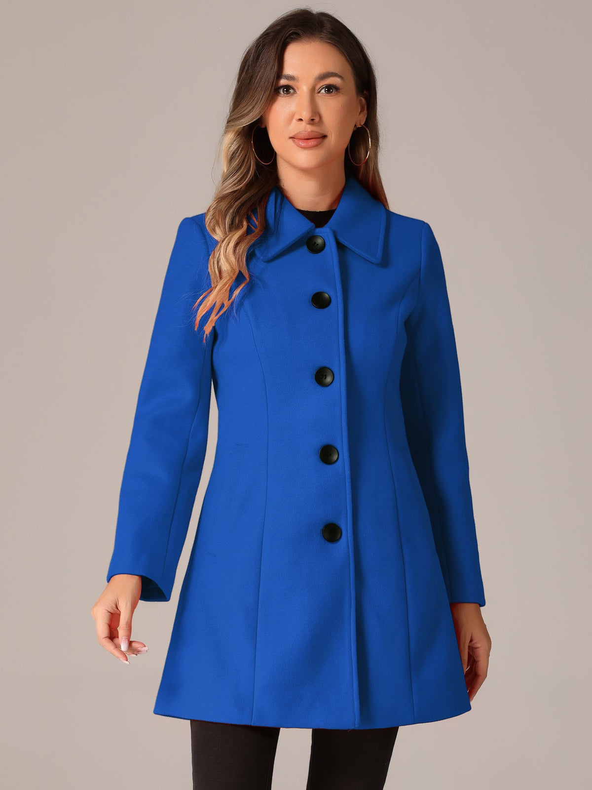 Women's Cozy Long Pea Coat – Button Front