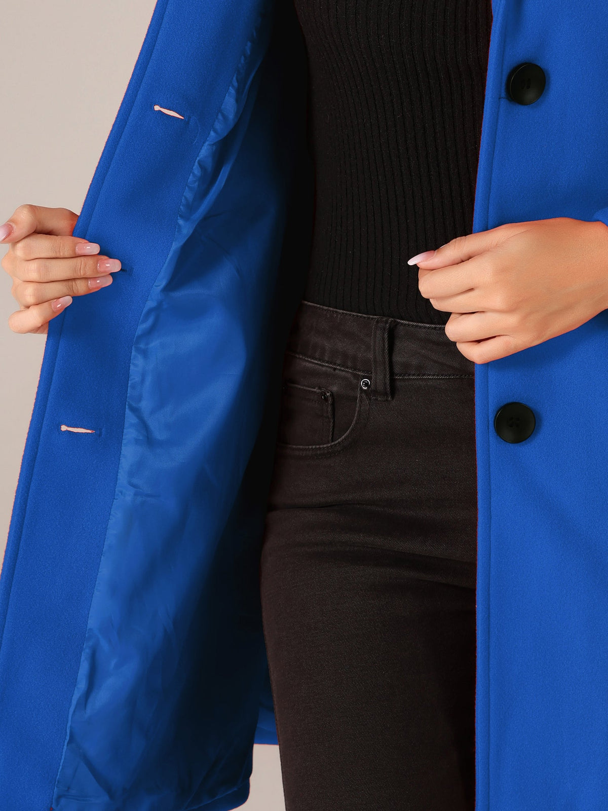 Women's Cozy Long Pea Coat – Button Front