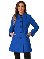 Women's Cozy Long Pea Coat – Button Front