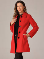 Women's Cozy Long Pea Coat – Button Front
