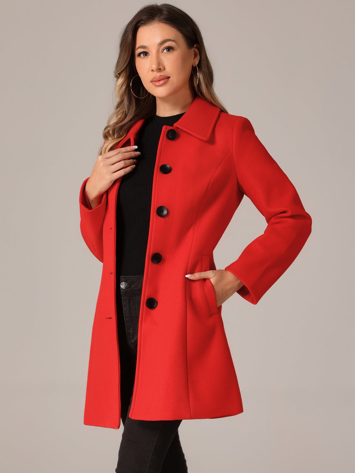 Women's Cozy Long Pea Coat – Button Front