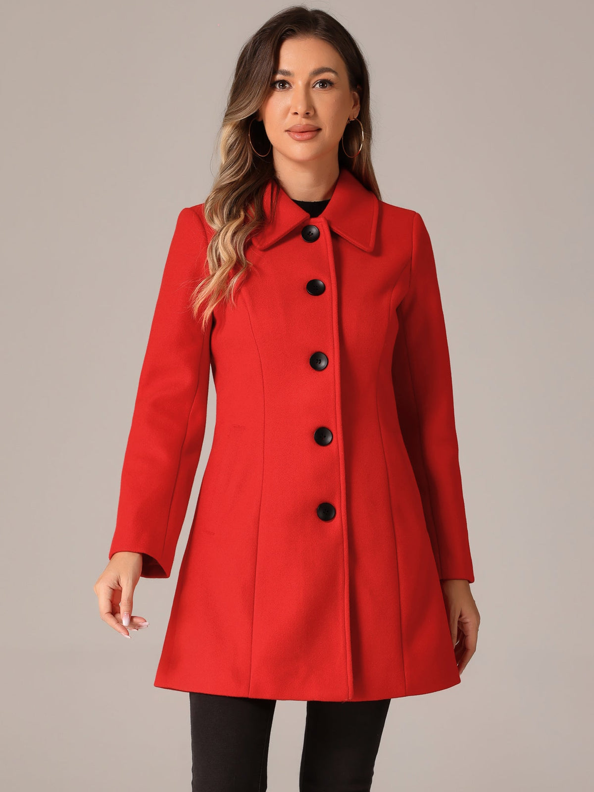 Women's Cozy Long Pea Coat – Button Front