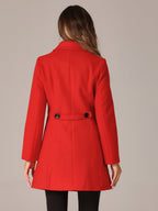 Women's Cozy Long Pea Coat – Button Front