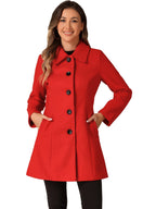 Women's Cozy Long Pea Coat – Button Front