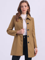 Women's Cozy Long Pea Coat – Button Front