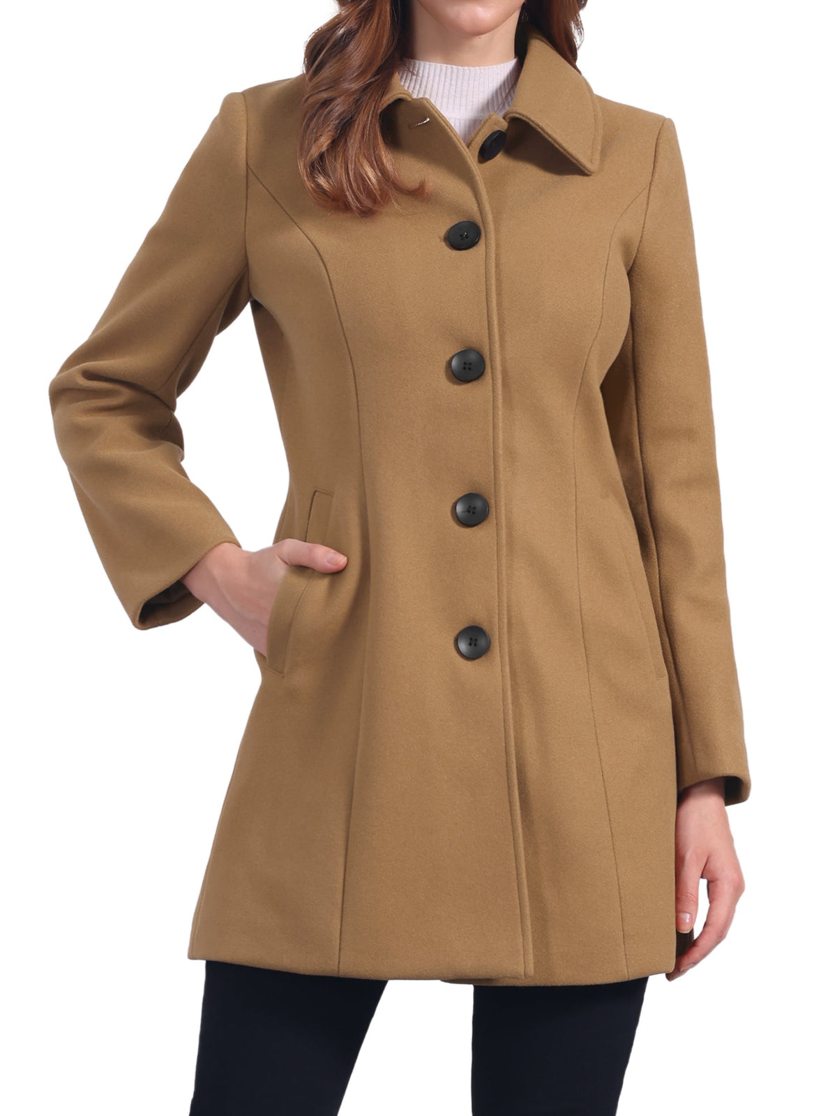 Women's Cozy Long Pea Coat – Button Front