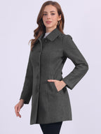 Women's Cozy Long Pea Coat – Button Front