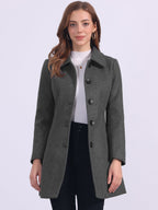 Women's Cozy Long Pea Coat – Button Front