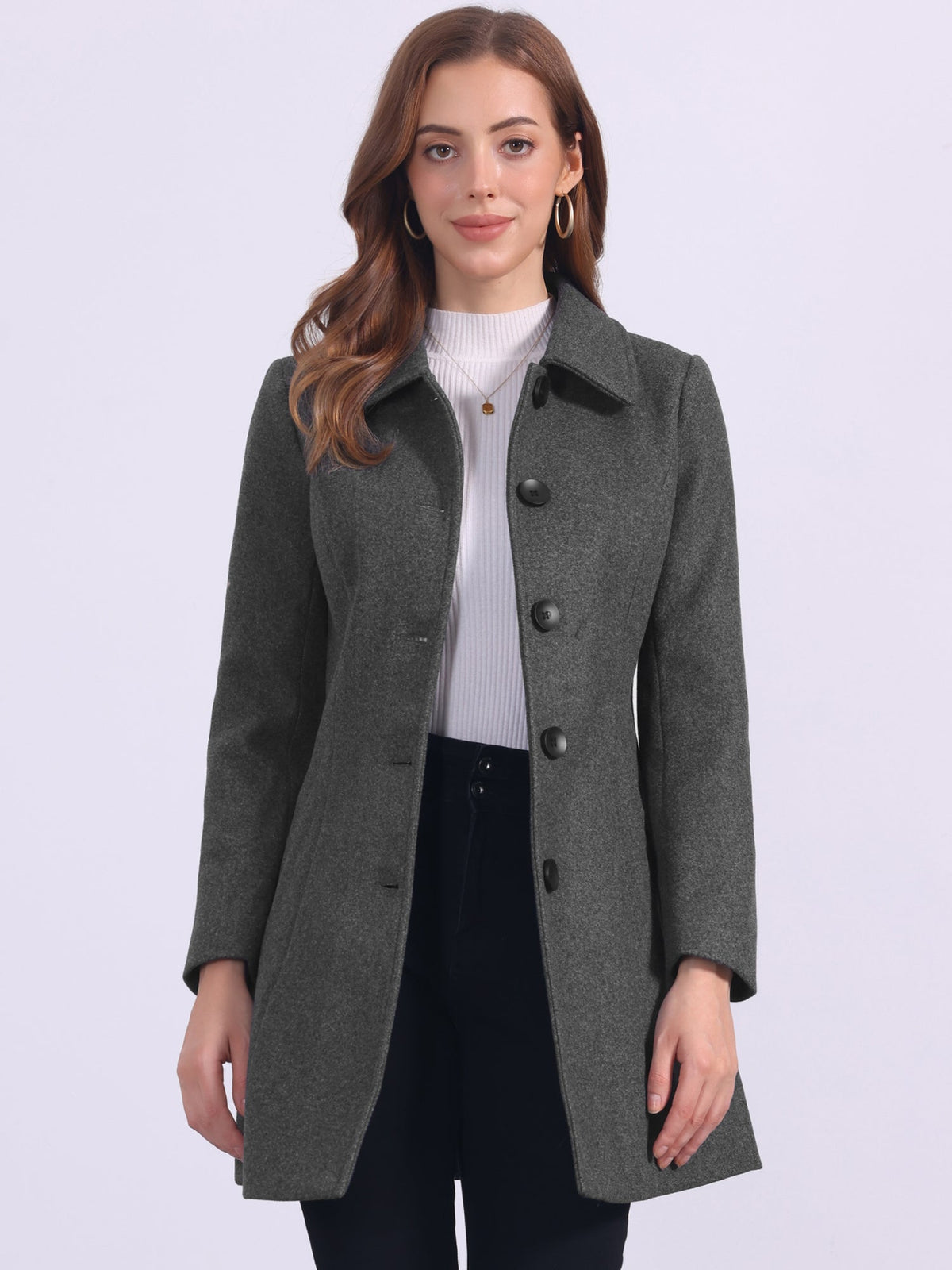 Women's Cozy Long Pea Coat – Button Front