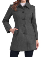Women's Cozy Long Pea Coat – Button Front