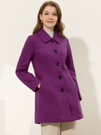 Women's Cozy Long Pea Coat – Button Front
