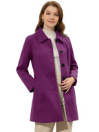 Women's Cozy Long Pea Coat – Button Front