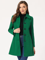Women's Cozy Long Pea Coat – Button Front
