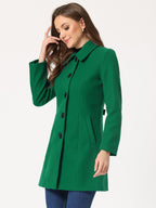 Women's Cozy Long Pea Coat – Button Front