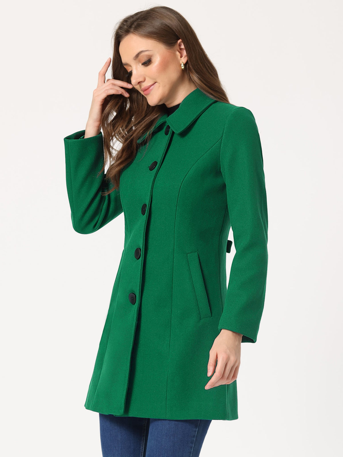 Women's Cozy Long Pea Coat – Button Front