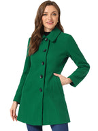 Women's Cozy Long Pea Coat – Button Front