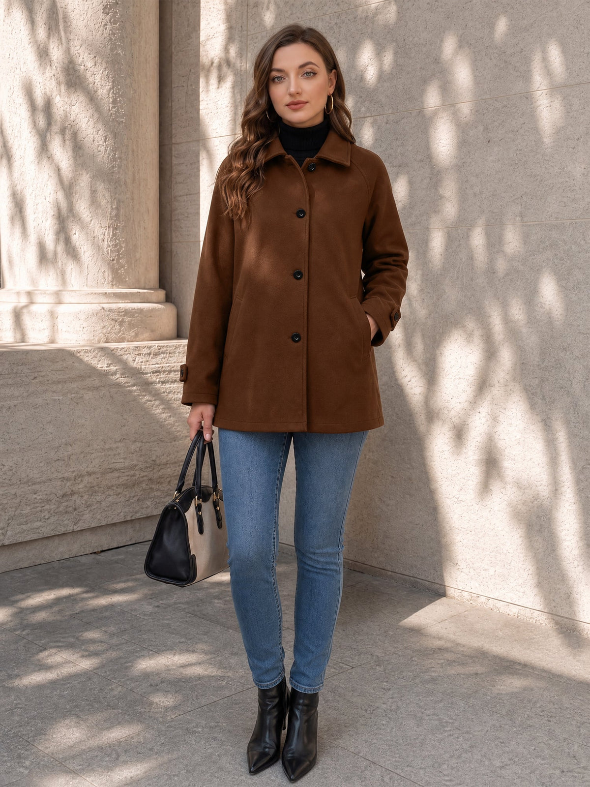 Women's Chic Button-Down Jacket – Pointed Collar