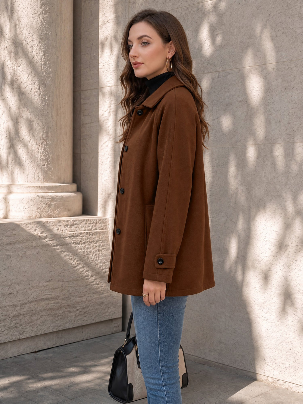 Women's Chic Button-Down Jacket – Pointed Collar