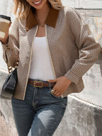 Women's Chic Houndstooth Jacket – Patchwork