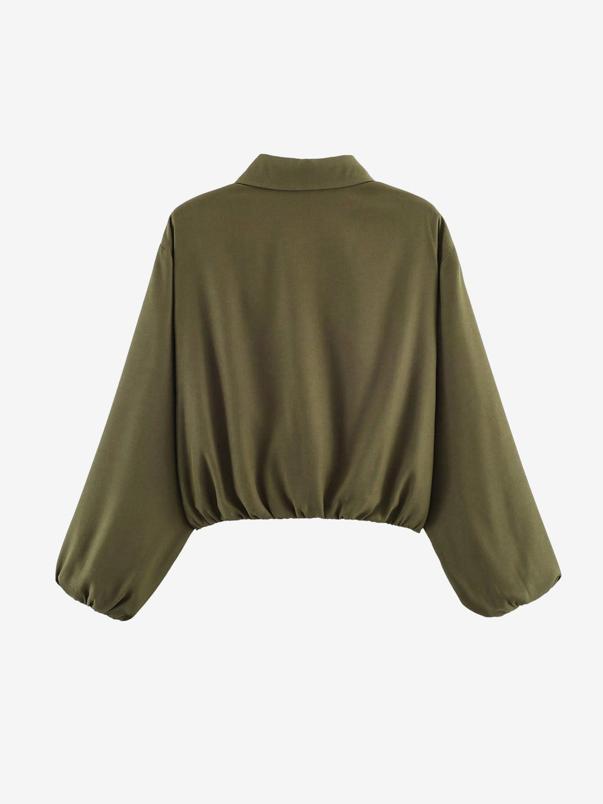 Women's Chic Zip-Up Jacket – Lantern Sleeves