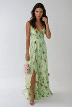 Women's V-Neck Ruffle A-Line Maxi Dress