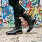 Women's Studded Mid-Calf Boots – Lace-Up