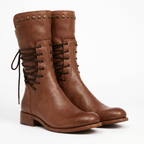 Women's Studded Mid-Calf Boots – Lace-Up