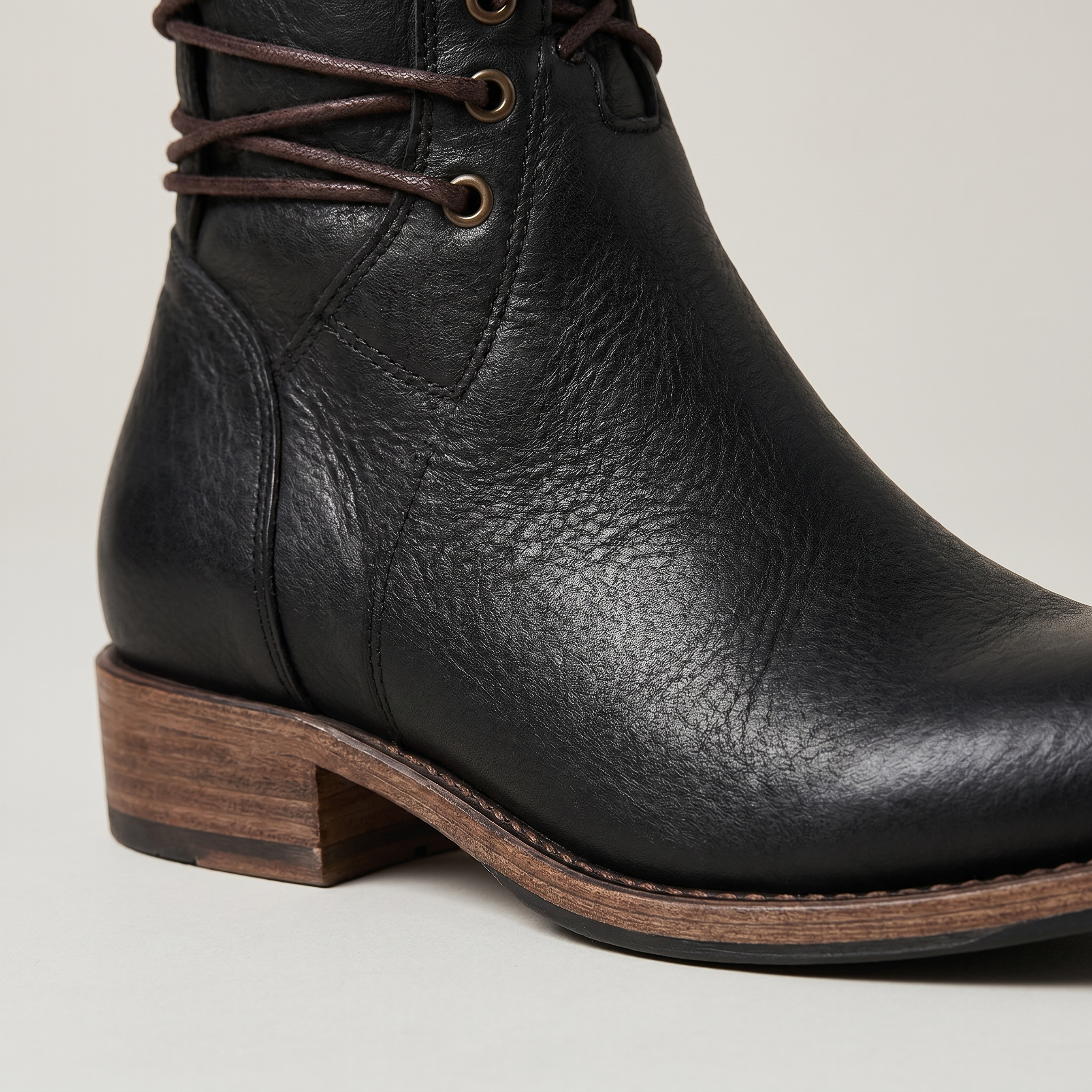 Women's Studded Mid-Calf Boots – Lace-Up