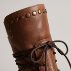 Women's Studded Mid-Calf Boots – Lace-Up