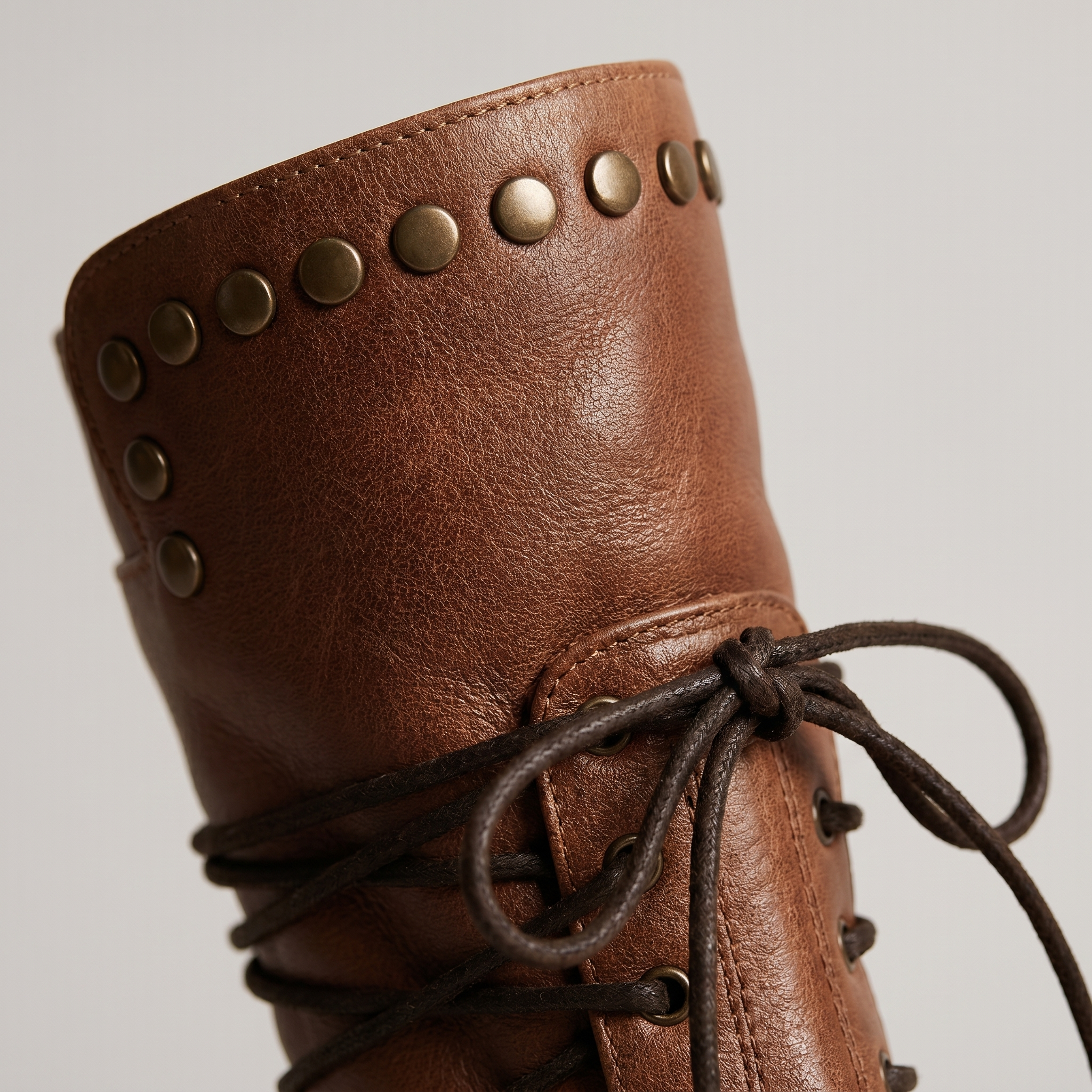 Women's Studded Mid-Calf Boots – Lace-Up